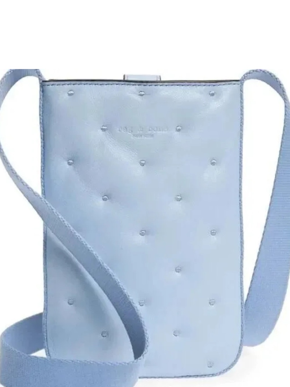 rag & bone Light Blue Quilted Leather Crossbody Phone Bag